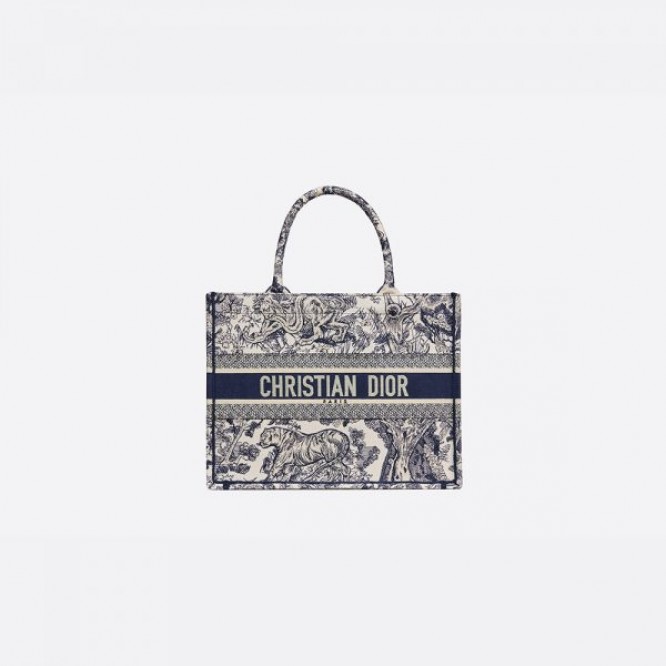 【世界中で大人気♪】Dior 2021 DIOR BOOK TOTE スモールバッグ トワル ドゥ ジュイ エンブロイダリー M1296ZTDT_M808