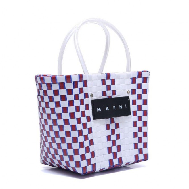 【直営購入】MARNI フラワーカフェ ピクニック バッグカゴ マルニ ハンドバッグ レディース バッグ ホワイト WHITE