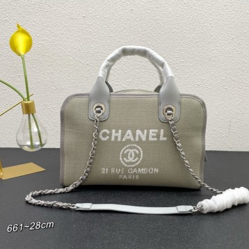 CHANELビーチキャンバスバッグキャンバストートショッピングバッグ