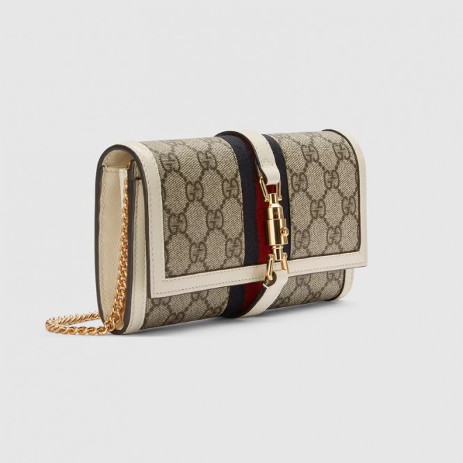 【在庫僅か☆】GUCCI グッチ 〔ジャッキー 1961〕チェーンウォレット ベージュ&エボニー GGスプリーム 652681 HUHHG 9794