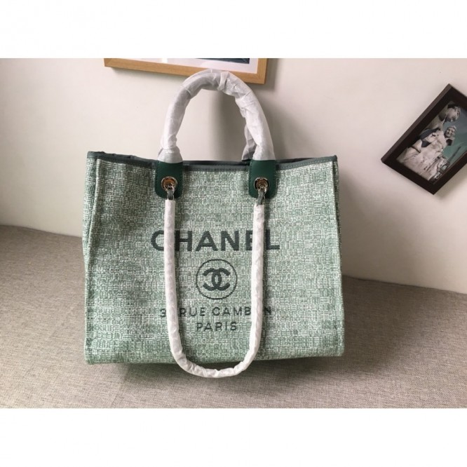 CHANELビーチキャンバスバッグキャンバストートショッピングバッグ