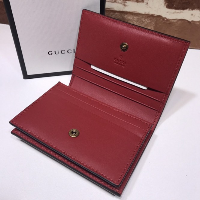 Gucciチェリー(さくらんぼ) 付き GGスプリーム キャンバス カードケース（コイン＆紙幣入れ付き）476050
