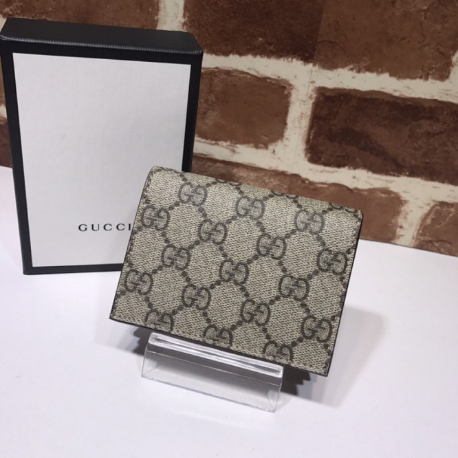 Gucciチェリー(さくらんぼ) 付き GGスプリーム キャンバス カードケース（コイン＆紙幣入れ付き）476050