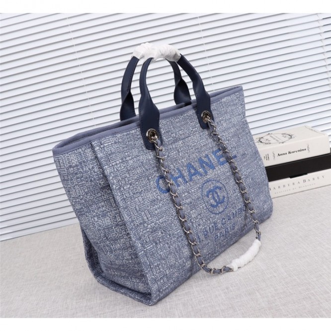 CHANELビーチキャンバスバッグキャンバストートショッピングバッグ