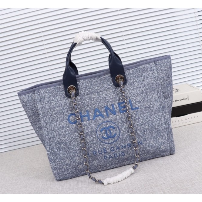 CHANELビーチキャンバスバッグキャンバストートショッピングバッグ