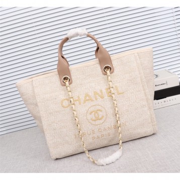 CHANELビーチキャンバスバッグキャンバストートショッピングバッグ