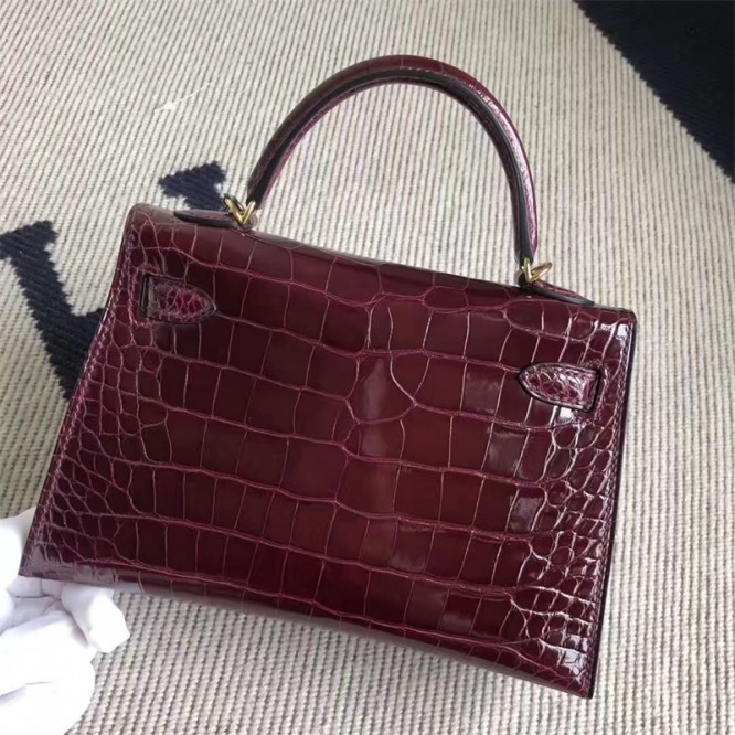 【0111更新】HERMES エルメス Kelly ケリー クロコ ワインレッド シルバー金具 MiniKelly ミニケリー 19cm/20cm/25cm/28cm