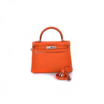【0111更新】HERMES エルメス Kelly ケリー エプソン オレンジ シルバー金具 MiniKelly ミニケリー 19cm/20cm/25cm