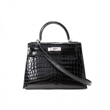 【0111更新】HERMES エルメス Kelly ケリー クロコ ブラック シルバー金具 MiniKelly ミニケリー 19cm/20cm/25cm/28cm