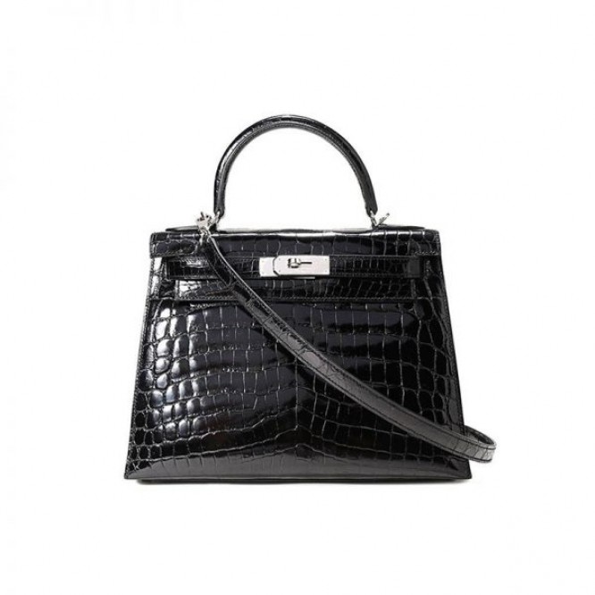 【0111更新】HERMES エルメス Kelly ケリー クロコ ブラック シルバー金具 MiniKelly ミニケリー 19cm/20cm/25cm/28cm