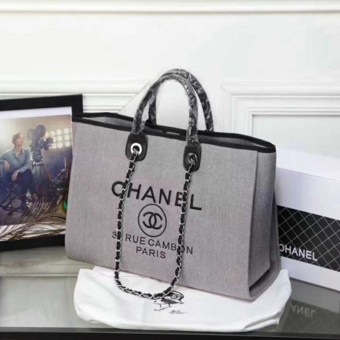 CHANELビーチキャンバスバッグキャンバストートショッピングバッグ