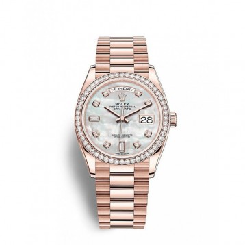 128345 デイデイト 36 オイスター、36 mm、エバーローズゴールド、ダイヤモンド