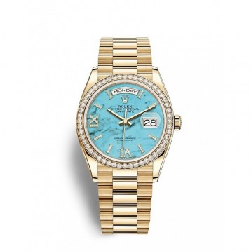 128348 デイデイト 36 オイスター、36 mm、イエローゴールド、ダイヤモンド