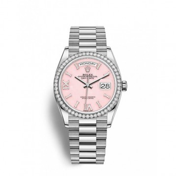 128349 デイデイト 36 オイスター、36 mm、ホワイトゴールド、ダイヤモンド