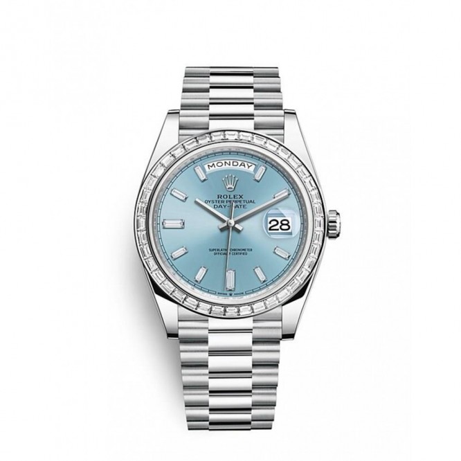 228396 デイデイト 40 オイスター、40 mm、プラチナ、ダイヤモンド