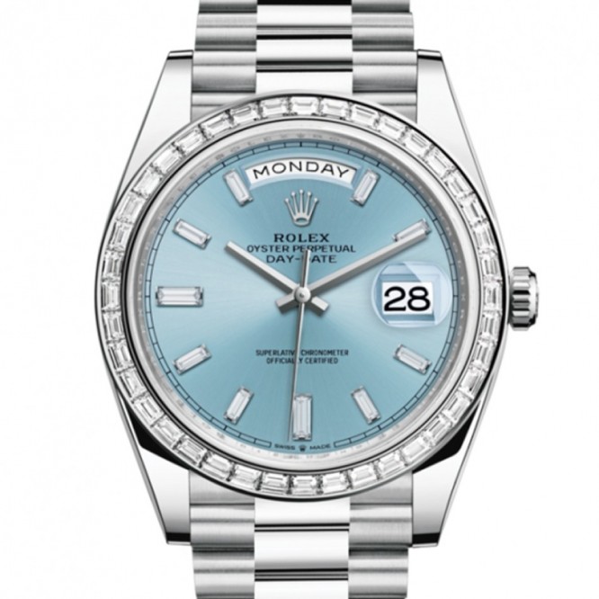 228396 デイデイト 40 オイスター、40 mm、プラチナ、ダイヤモンド