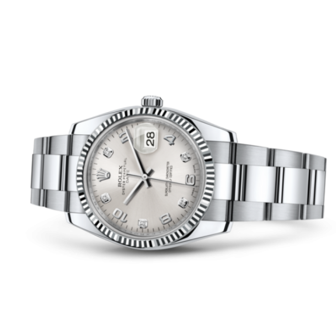 115234 デイト 34 オイスター、34 mm、オイスタースチール＆ホワイトゴールド