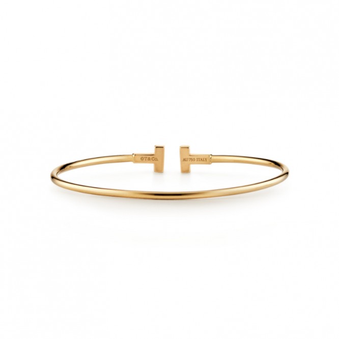 ★新品★Tiffany ティファニー T ナロー ワイヤー ブレスレット 18K ゴールド GRP07791