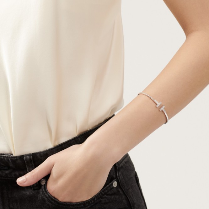 ★新品★Tiffany ティファニー ダイヤモンド ワイヤー ブレスレット 18K ホワイトゴールド GRP07783