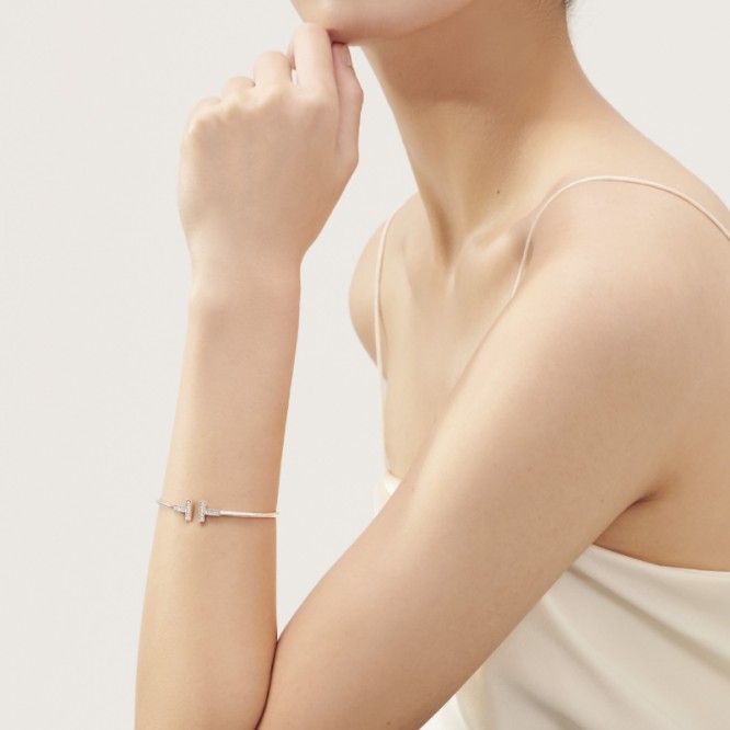 ★新品★Tiffany ティファニー ダイヤモンド ワイヤー ブレスレット 18K ホワイトゴールド GRP07783