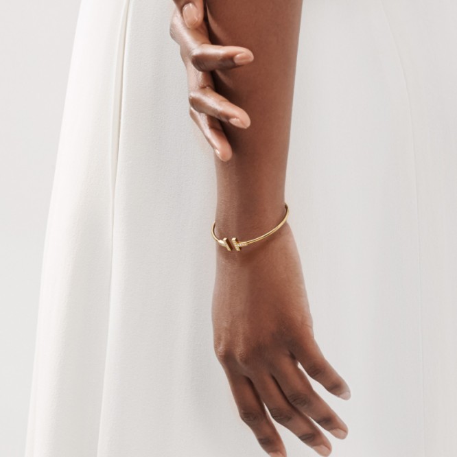 ★新品★Tiffany ティファニー ダイヤモンド ワイヤー ブレスレット 18K ゴールド GRP07784