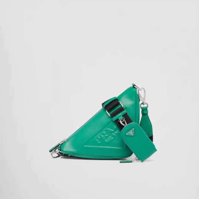 ☆大人気新作☆PRADA プラダ トライアングル レザーショルダーバッグ グリーン 1BH190_2BYA_F0458_V_BRO