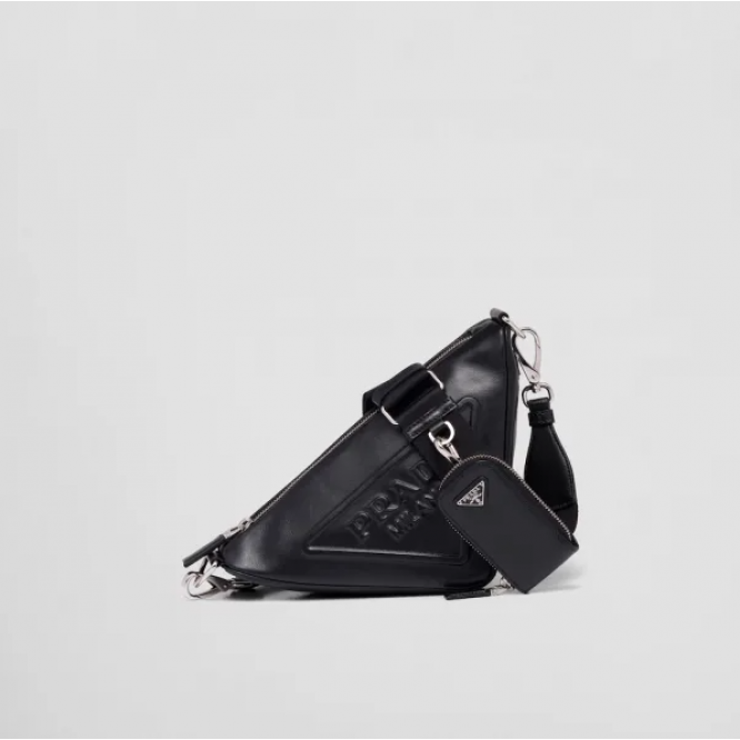 ☆大人気新作☆PRADA プラダ トライアングル レザーショルダーバッグ ブラック 1BH190_2BYA_F0002_V_BRO