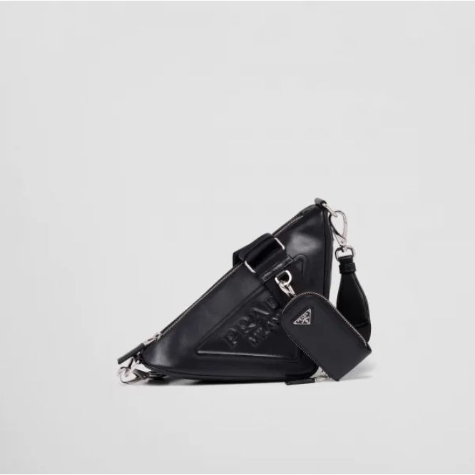 ☆大人気新作☆PRADA プラダ トライアングル レザーショルダーバッグ ブラック 1BH190_2BYA_F0002_V_BRO