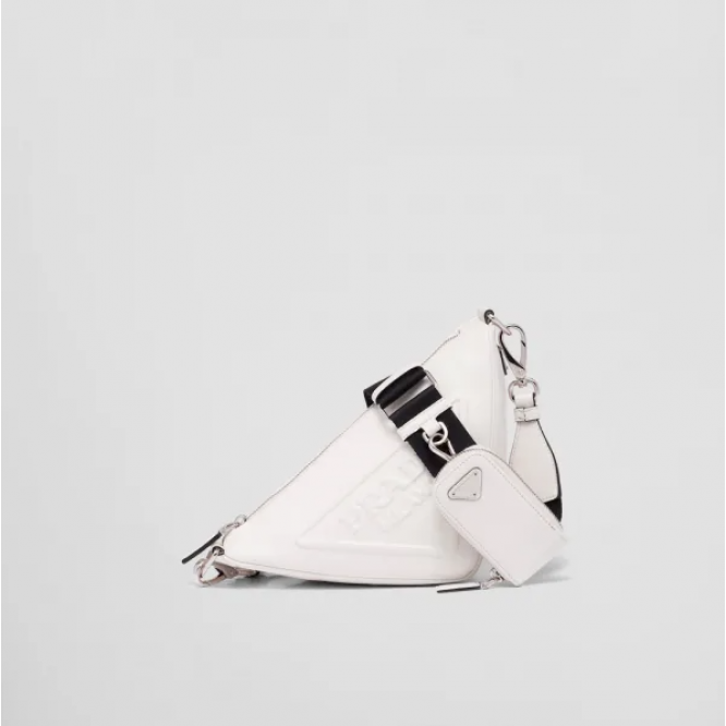 ☆大人気新作☆PRADA プラダ トライアングル レザーショルダーバッグ ホワイト 1BH190_2BYA_F0009_V_BRO