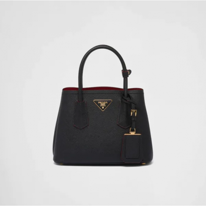 ☆大人気新作☆PRADA プラダ プラダ ドゥーブレ サフィアーノレザー ミニバッグ ブラック/レッド 1BG443_2A4A_F0LJ4_V_XOO