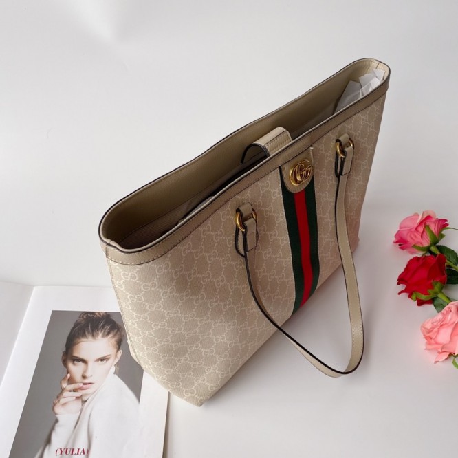 GUCCI 〉〉ウェブ ストライプ付き ミディアムトートバッグ