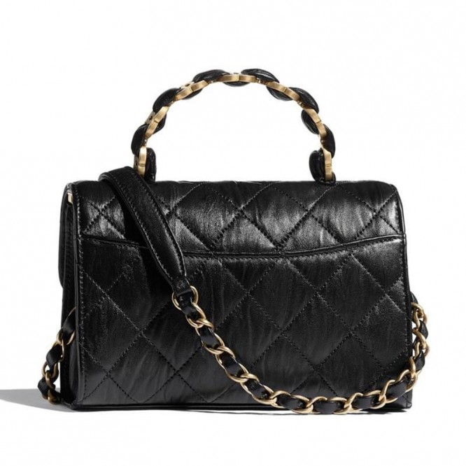 【CHANEL】ハンドル付きミニフラップバッグ ブラック