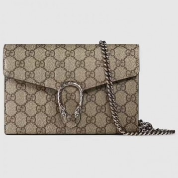 【人気アイテム☆】GUCCI グッチ 〔ディオニュソス〕GGスプリーム チェーンウォレット ベージュ/エボニー 401231 KHNSN 8642