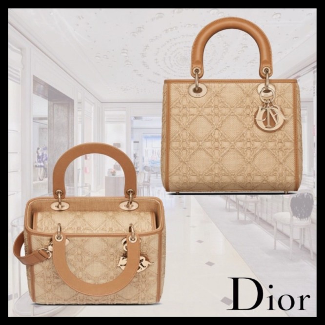 【ディオール】LADY DIOR カナージュミディアム バッグM0565OMBD