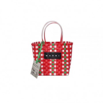 【直営購入】MARNI フラワーカフェ ピクニック バッグカゴ マルニ ハンドバッグ レディース バッグ レッド