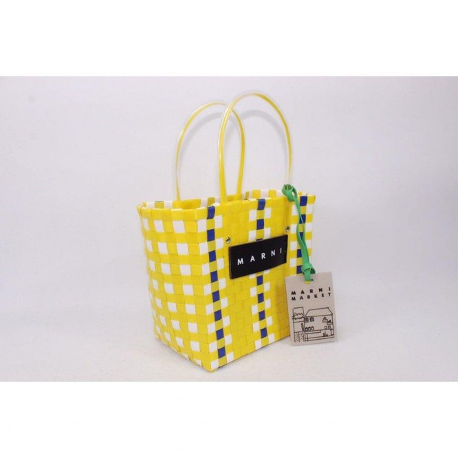 【直営購入】MARNI フラワーカフェ ピクニック バッグカゴ マルニ ハンドバッグ レディース バッグ イエロー