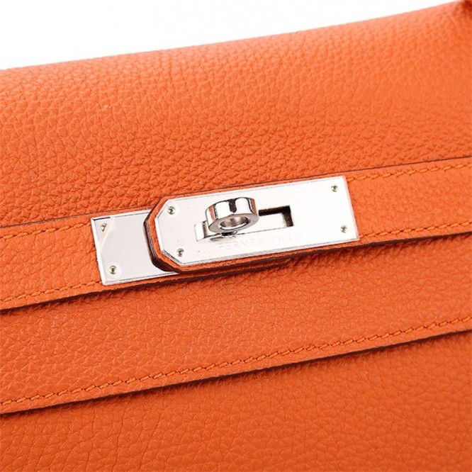 【0111更新】HERMES エルメス Kelly ケリー エプソン オレンジ シルバー金具 MiniKelly ミニケリー 19cm/20cm/25cm