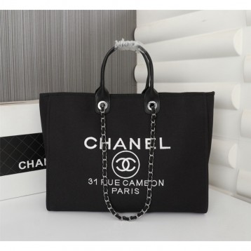 CHANELビーチキャンバスバッグキャンバストートショッピングバッグ