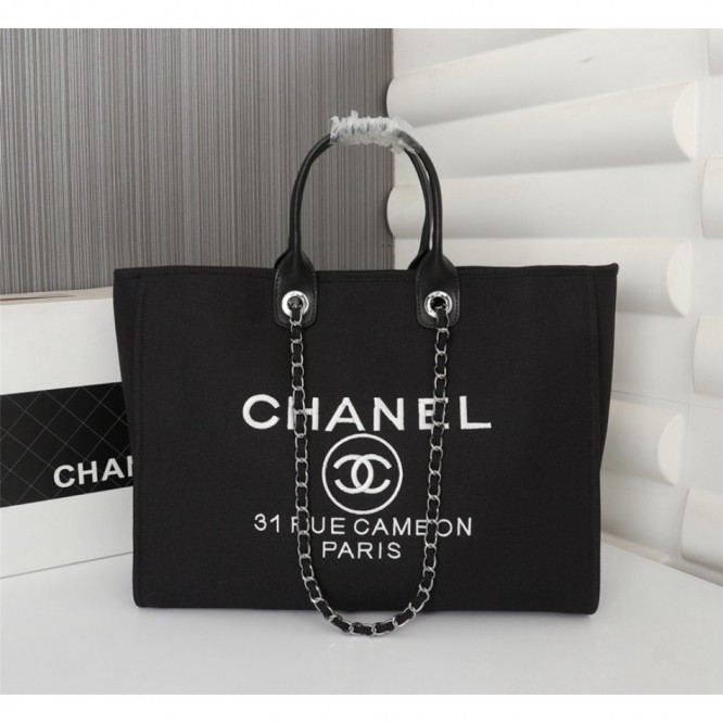 CHANELビーチキャンバスバッグキャンバストートショッピングバッグ