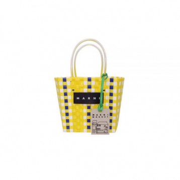 【直営購入】MARNI フラワーカフェ ピクニック バッグカゴ マルニ ハンドバッグ レディース バッグ イエロー