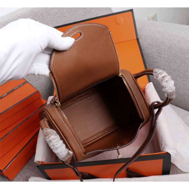 ★超入手困難★HERMES エルメス Lindy Mini リンディ ミニ ハンドバッグ ショルダーバッグ ブラウン H079086CK18-2