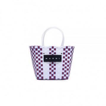 【直営購入】MARNI フラワーカフェ ピクニック バッグカゴ マルニ ハンドバッグ レディース バッグ ホワイト WHITE