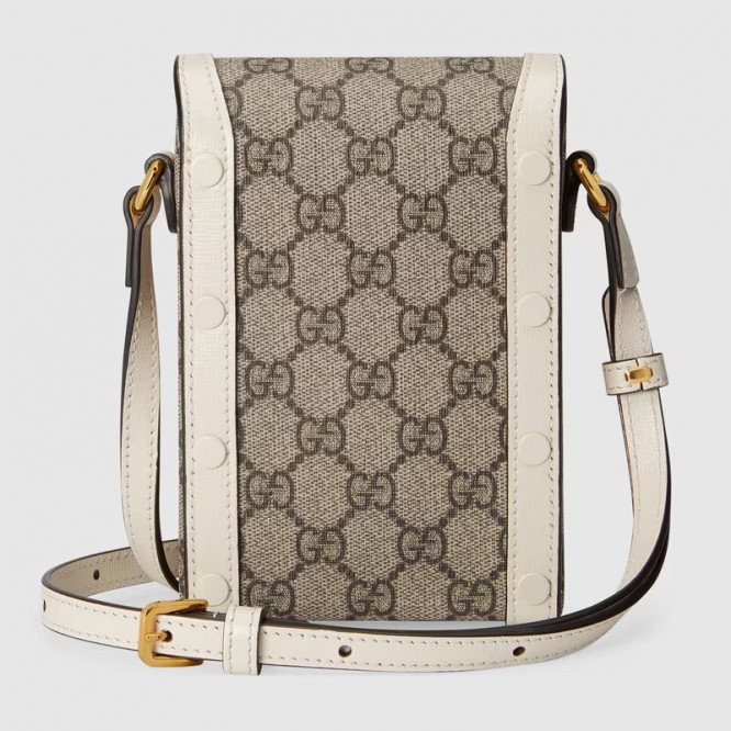 【オシャレ☆】GUCCI グッチ 〔グッチ ホースビット 1955〕ミニバッグ  GGスプリーム＆ホワイト レザー 625615 92TCG 9761