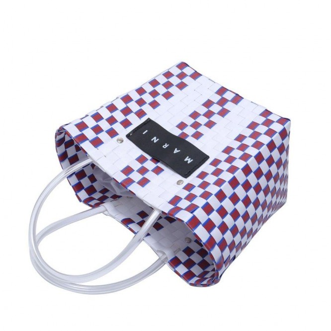 【直営購入】MARNI フラワーカフェ ピクニック バッグカゴ マルニ ハンドバッグ レディース バッグ ホワイト WHITE