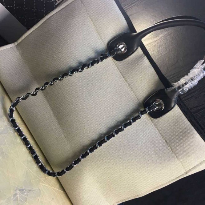 CHANELビーチキャンバスバッグキャンバストートショッピングバッグ