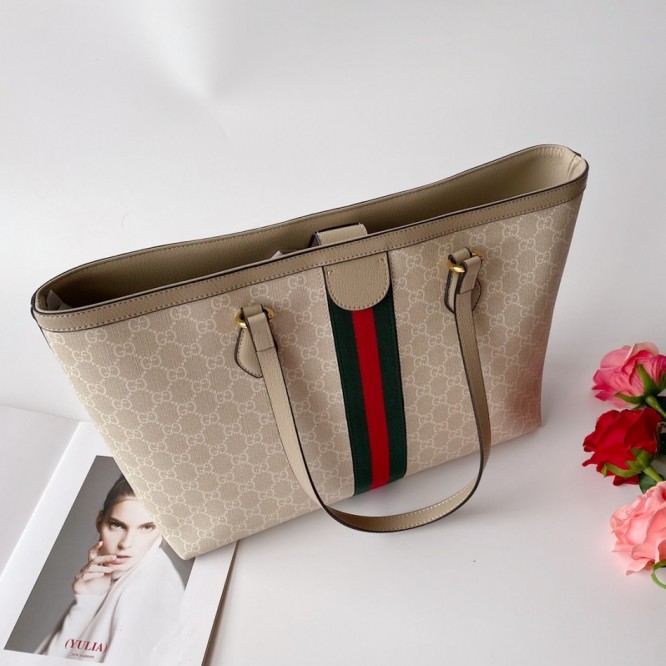 GUCCI 〉〉ウェブ ストライプ付き ミディアムトートバッグ