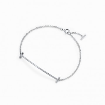 ★1129新品★Tiffany ティファニー T スマイル ブレスレット ホワイトゴールドにダイヤモンド GRP09051