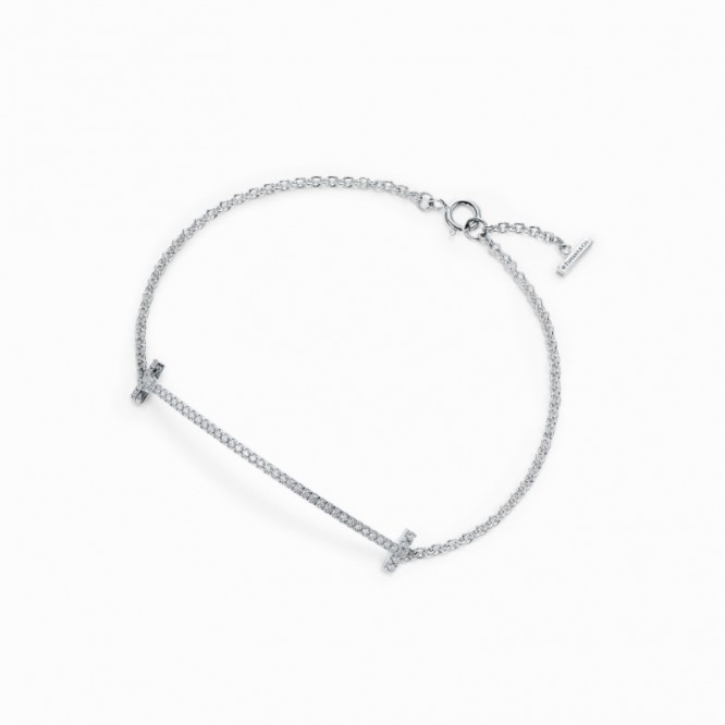★1129新品★Tiffany ティファニー T スマイル ブレスレット ホワイトゴールドにダイヤモンド GRP09051