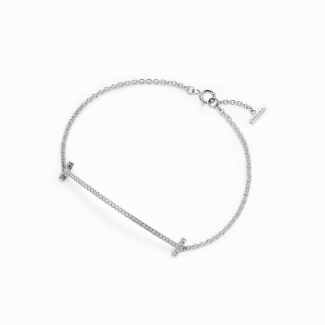 ★1129新品★Tiffany ティファニー T スマイル ブレスレット ホワイトゴールドにダイヤモンド GRP09051