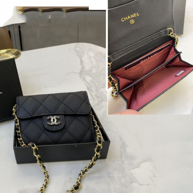 ChaneL・ウォレット 財布 小銭入り Wallet On Chain 大容量 多機能 折財布